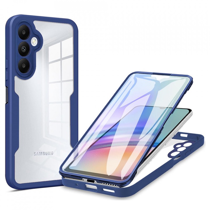 [Pachet 360°] Husa + Folie pentru Samsung Galaxy A05s, SKDR ColorShield 360° - Albastru