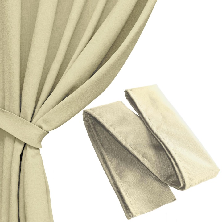 Esarfa cu clema pentru perdele de gradina sau pergola, HomeView, SRF017, 100% Poliester, 200G/M2, Waterproof, 8x160cm, Crem