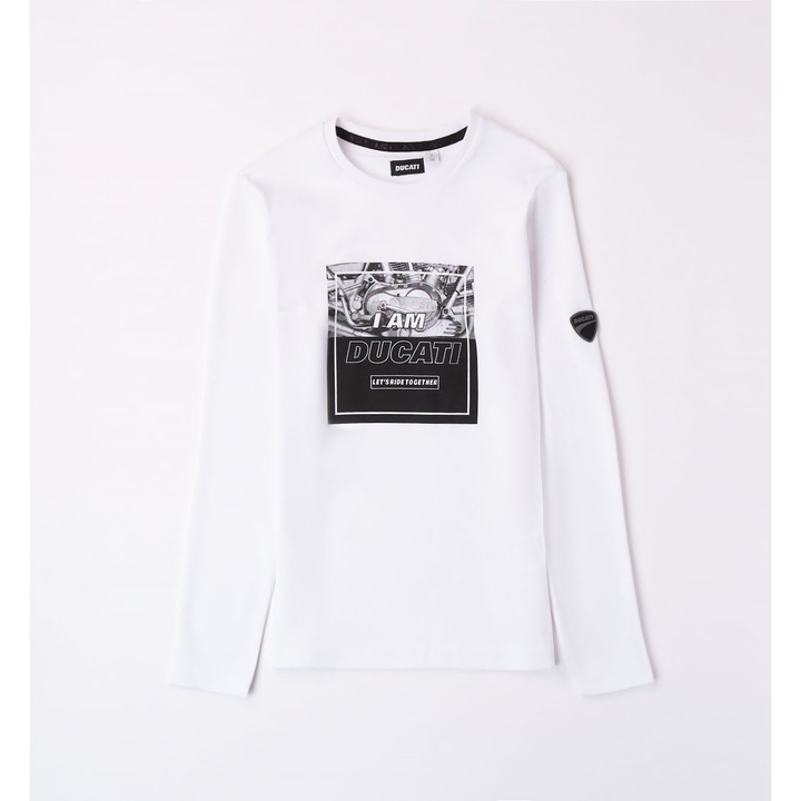 Ducati hosszú ujjú blúz fiúknak, G.7628, Fehér, Fehér/Fekete