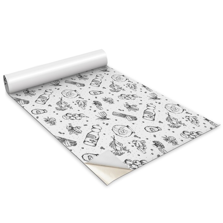 Folie de mobila autoadeziva, Wallfluent, Atributele bucatariei, Black Chess, 100x50 cm, 010130570010000027328