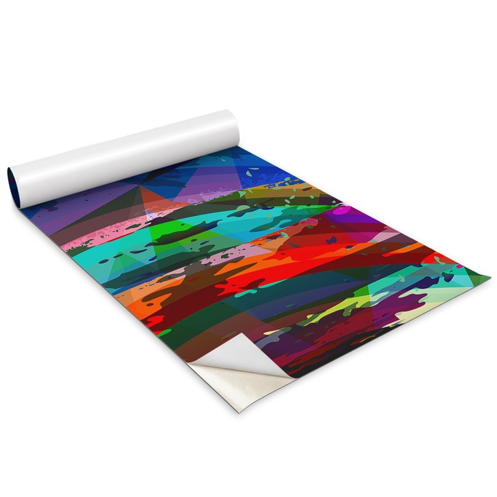 Öntapadó fólia, Wallfluent, Absztrakt modern minta, Többszínű, 100x50 cm, matrica