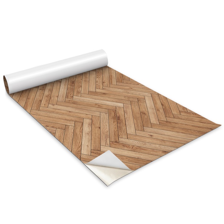 Folie de mobila autoadeziva, Wallfluent, Parchet din lemn, Maro, 100x50 cm, 010130570010000276723