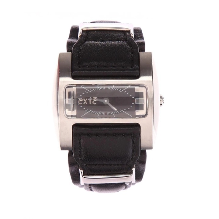 Дамски Часовник, EXTE, EX.4001M/01, Естествена кожа, Черен, 30 м
