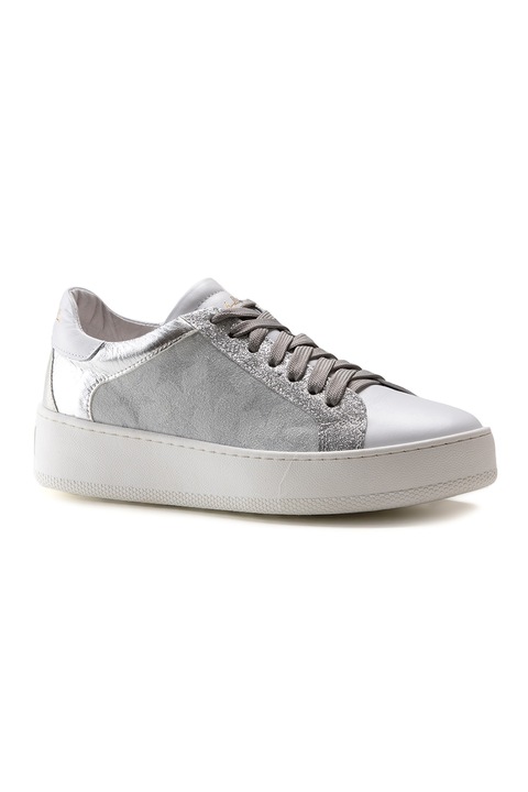 Anna Morellini, Nyersbőr sneaker csillagmintával, Ezüstszín