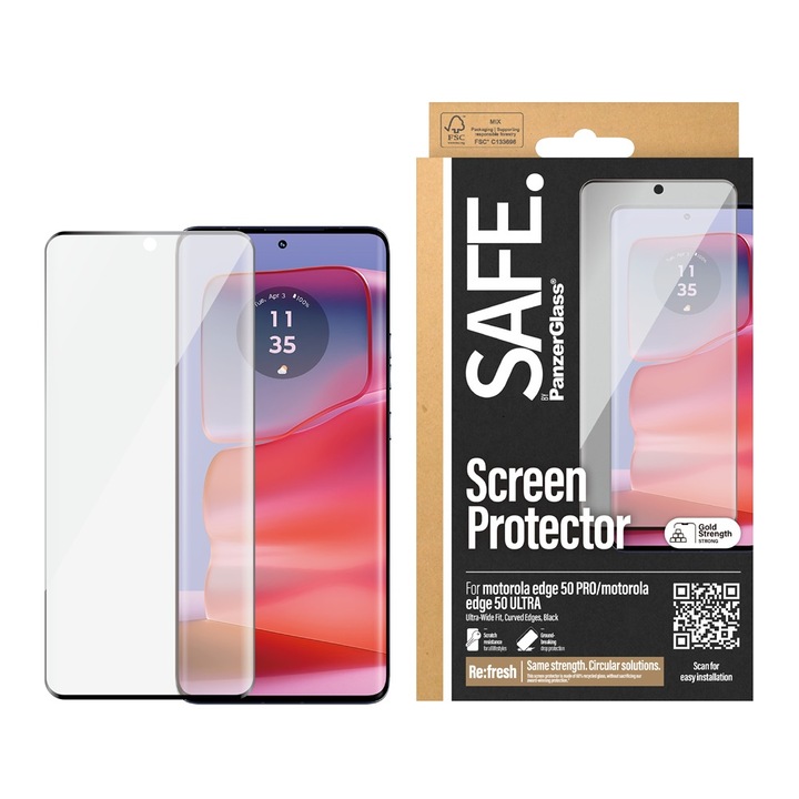 Folie protectie, sticla SAFE pentru Motorola Moto Edge 50 Pro, Edge 50 Ultra, UWF, negru
