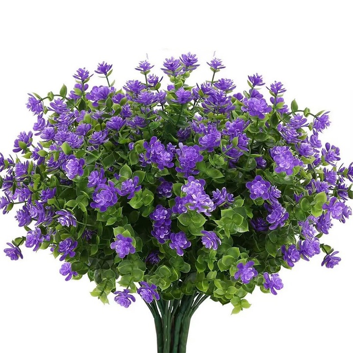 10 db-os piros művirág készlet, FreeBiz, UV-álló, magasság 35 cm, lila