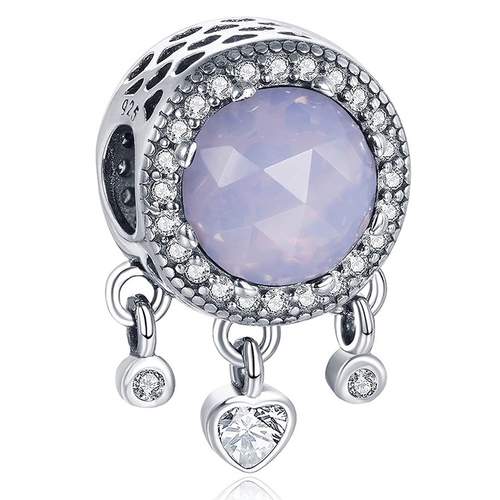 925 ezüst medál, kézzel készített gyöngyök, lila harang, 4,5 mm