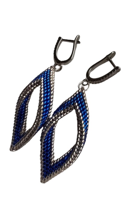 Обеци от стомана и мъниста, 4 g