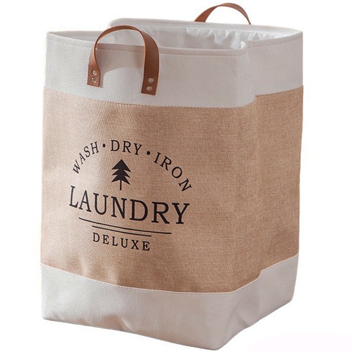 Cos de rufe Inalt AKU Pliabil si Impermeabil, 2 compartimente, cu Manere extinse pentru jucarii sau haine, AK5805