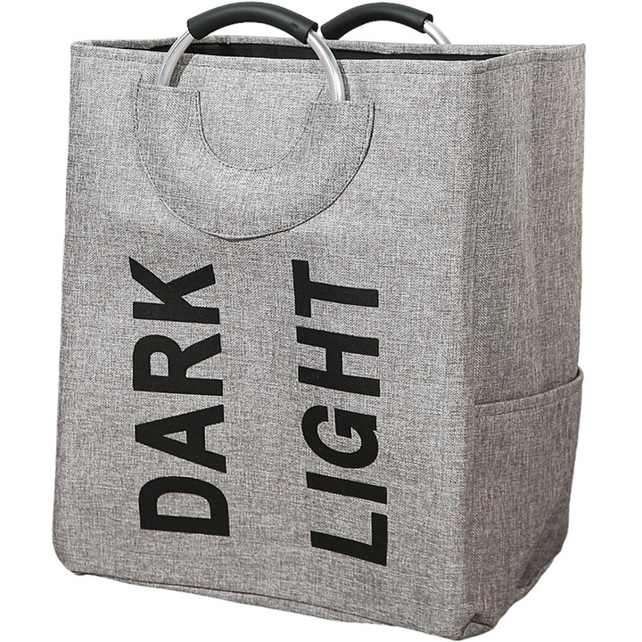 Cos de rufe Inalt AKU Pliabil si Impermeabil, 2 compartimente, cu Manere extinse pentru jucarii sau haine, AK5804