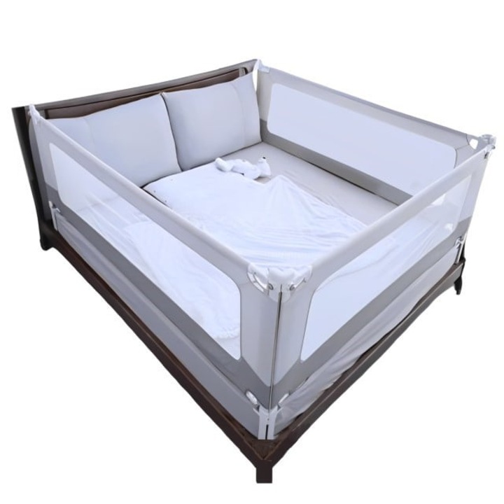 Комплект от 3 предпазни бариери за детско легло, с двоен предпазител, легло 160x200 см
