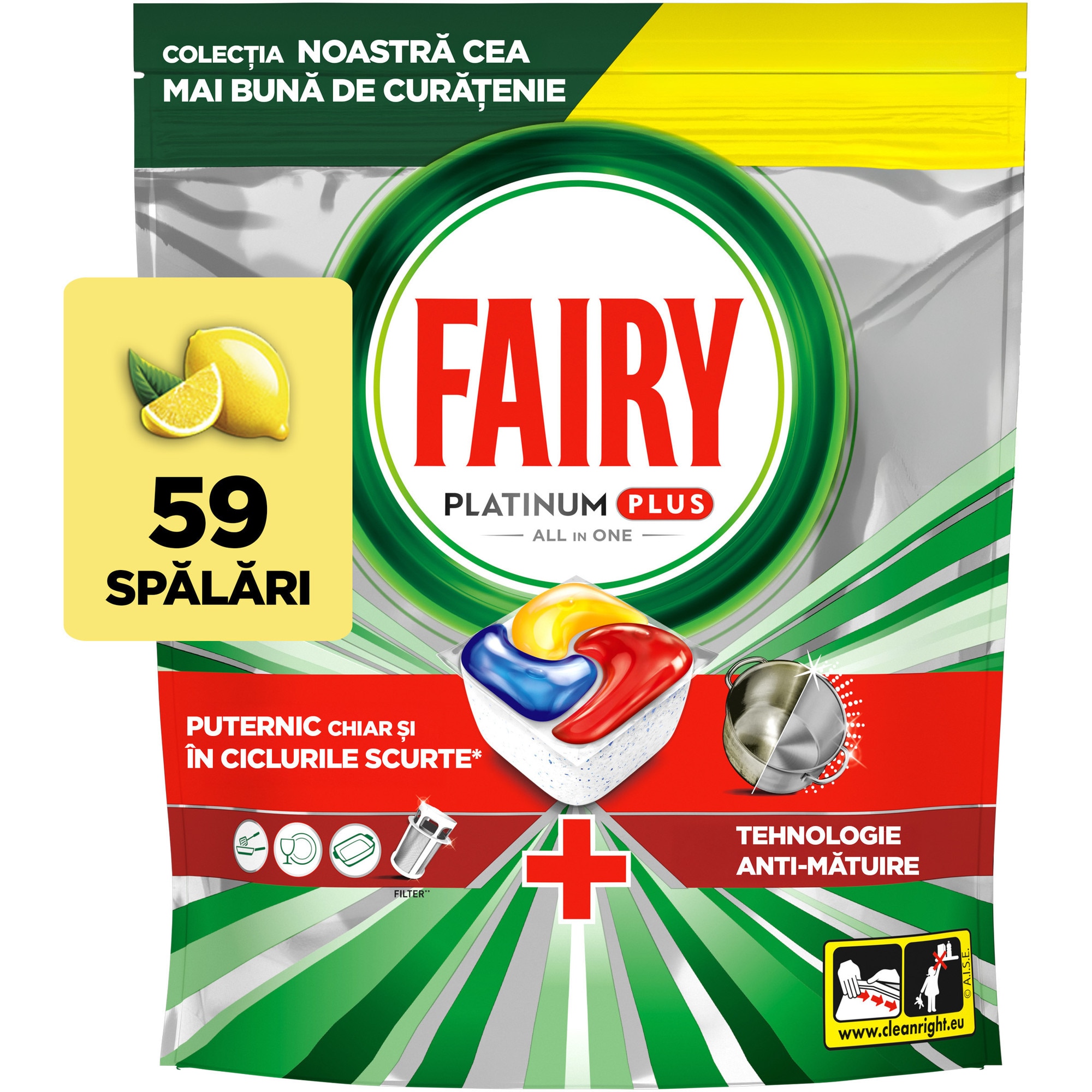 Detergent pentru masina de spalat vase Fairy Platinum Plus, 59