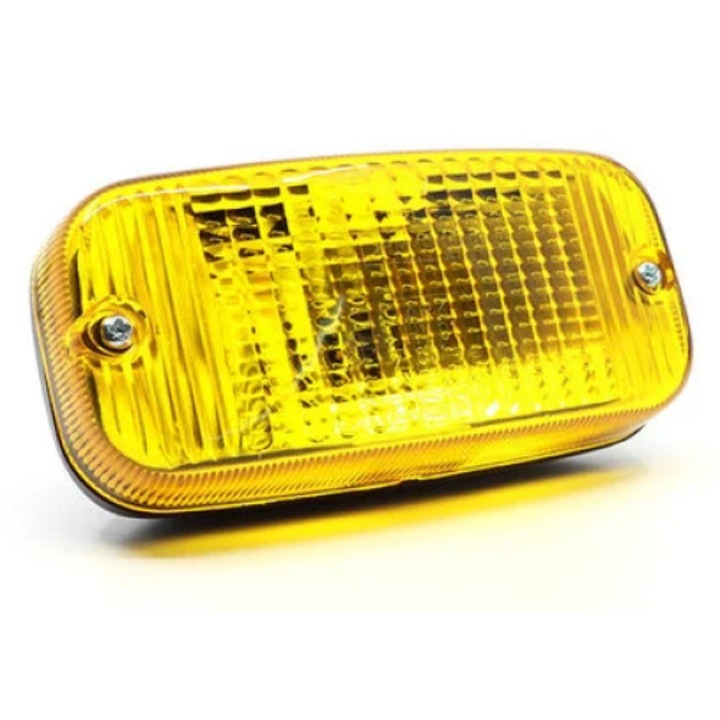 Proiector cu halogen pentru camioane, echipament agricol, excavatoare, tractoare, Jeep 4x4, ATV, autobuze, microbuze, galben, 12V - 24V, 144mm x 69mm