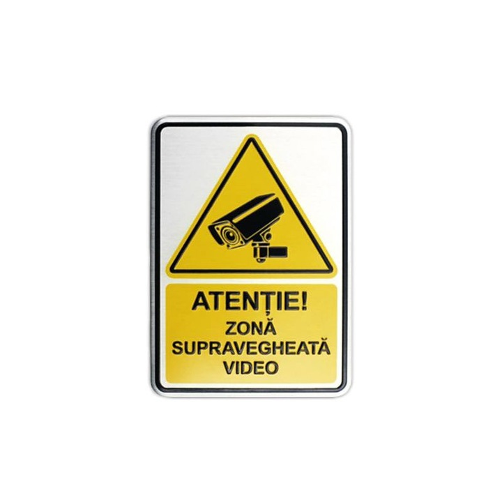 Indicator Zona Supravegheata Video, Premium, 5 x 7 cm, aluminiu ambutisat, color, pentru lifturi si spatii mici