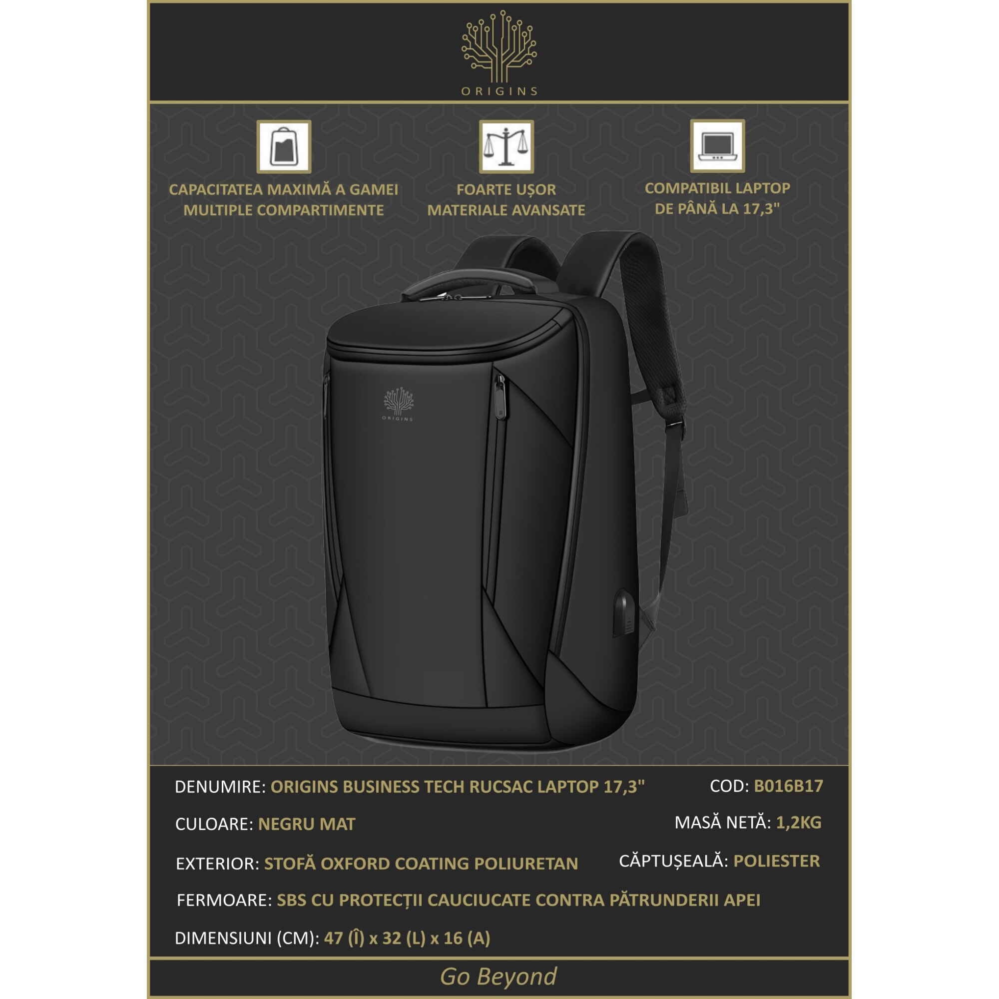 Rucsac Laptop 17 "3" ORIGINS BUSINESS TECH