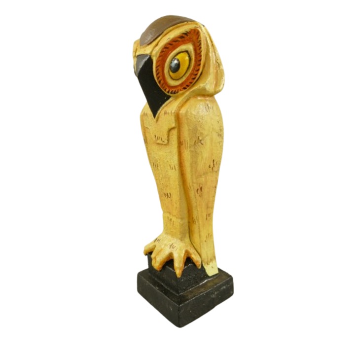 Statueta bufnita, fier colorat, H 25 x 7 cm