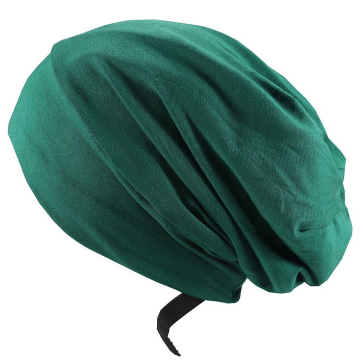 Нощна шапка за защита на косата със сатенена вътрешност, Hggzeg, Намалява сплитащия ефект, С ластик за добра фиксация, Подходяща за къдрава коса, Зелена
