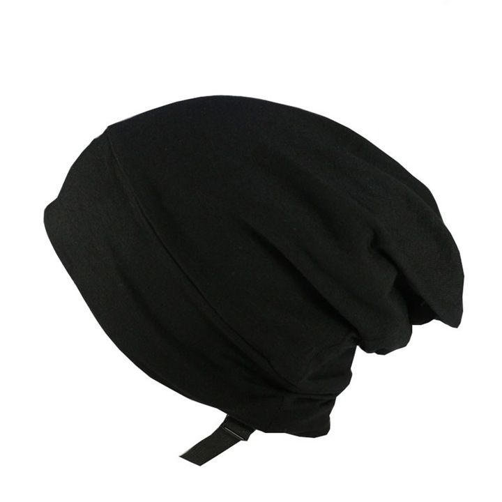 Нощна шапка за защита на косата със сатенена вътрешност, Hggzeg, Намалява заплитащия ефект, С ластик за добра фиксация, Подходяща за къдрава коса, Черна