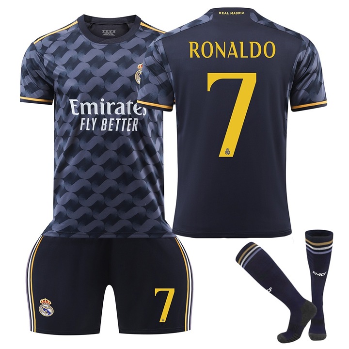 Echipament sportiv copii Real Madrid Ronaldo Tricouri de Fotbal, Negru