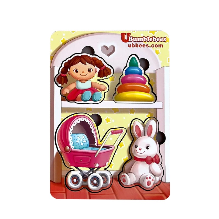 Fa puzzle gyerekeknek, játékok, 4 db, Ubee