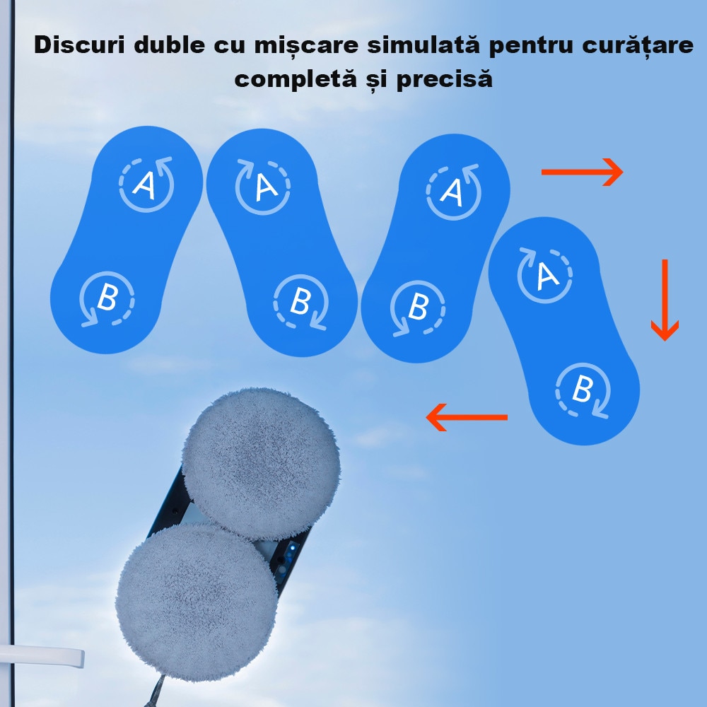 Robot de curatare geamuri Liectroux HCR-10, Robot de curatare a ferestrelor ultra-subtire cu pulverizare cu apa cu ultrasunete, aspirator robot pentru ferestre, stergator de geamuri pentru acasa