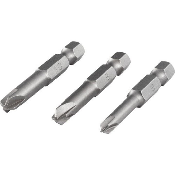Set Biti Cruce Torq-set Wolfcraft Solid 1/4" 6/8/10 50mm, 3 Piese