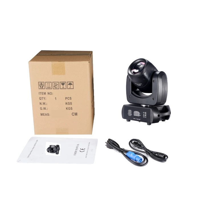 Moving head LED, 120W, 8 prisme rotative, 7 culori + alb, 33x26x22cm