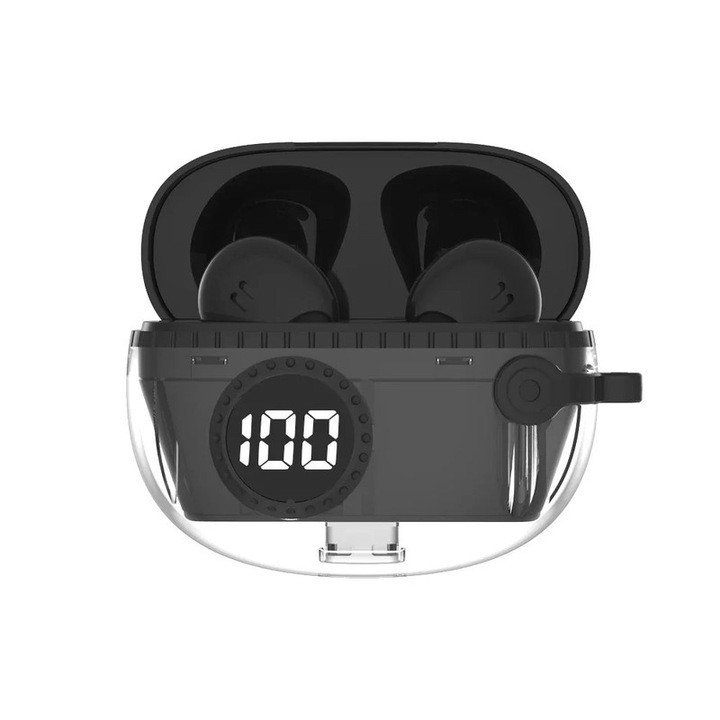 Casti Wireless, rezistente la apa, anulare activa a zgomotului, Bluetooth 5.3, touch, negru