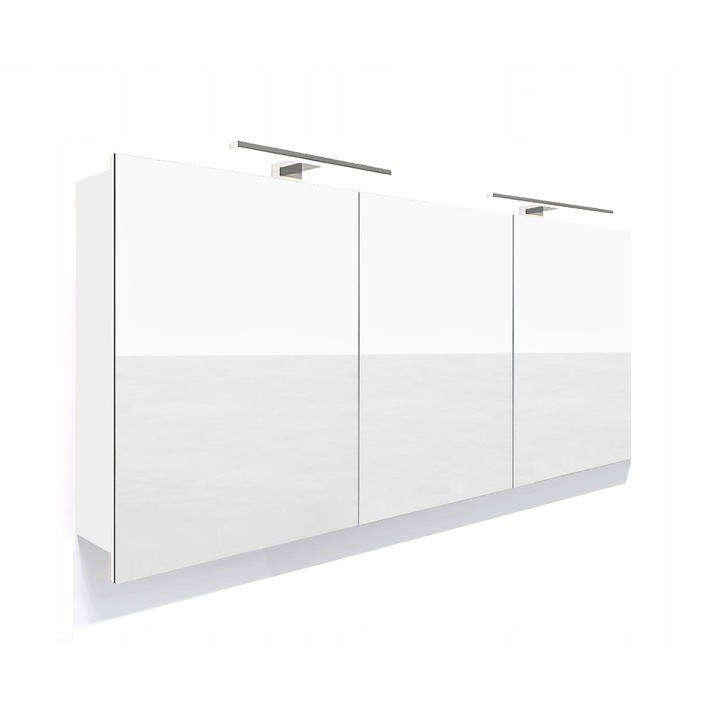 Set 3 Oglinzi Baie cu Iluminare LED, 150x60x14cm, Alb Mat