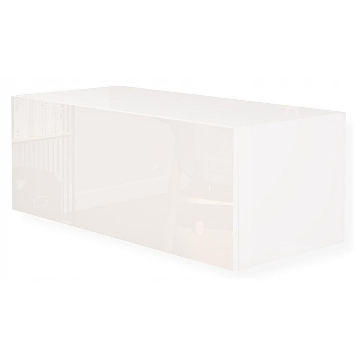 Comoda TV suspendata, finisaj lucios, alb, 90x35x40cm