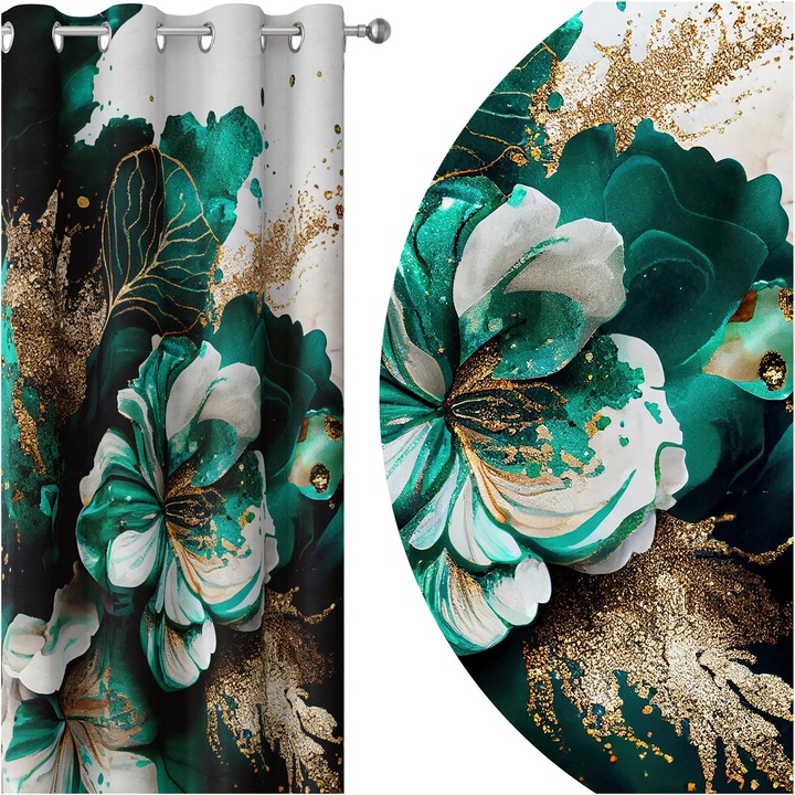Draperii Gata Confectionat, Homeview, Zap174, Inele, 100% Poliester, 180G/M2, Simpla, Multicolor, 140X250