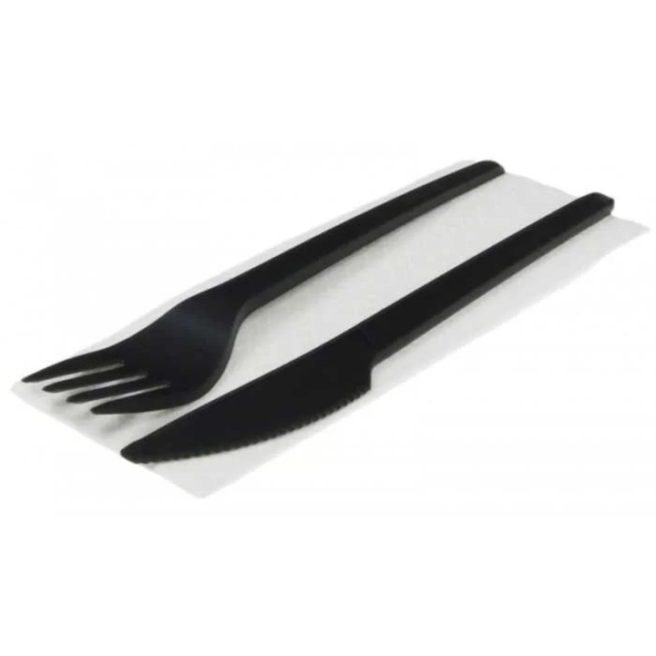Set bis tacamuri negre reuse, 100 buc, dimensiune 16.8 cm