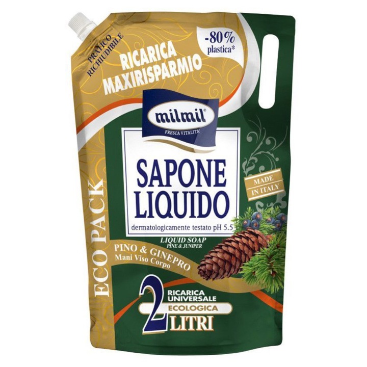 Set 2 x Rezerva Sapun Lichid Mil Mil, Pin si Ienupar 2 l