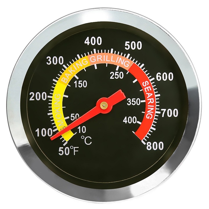 Termometru analogic cu sonda, folosit pentru gratar, BBQ si Grill, interval gradatie temperatura 10 - 400 grade Celsius, lungime sonda 7 cm