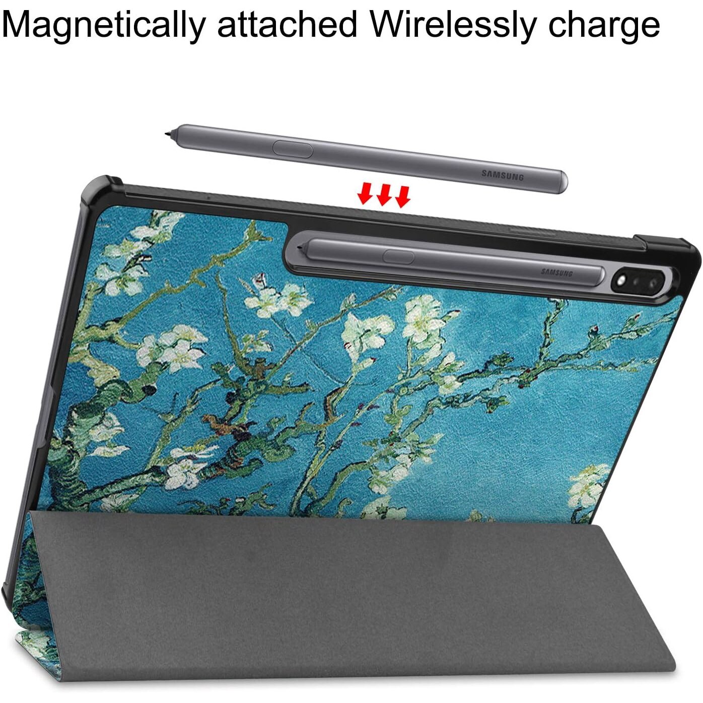 Husa pentru Samsung Galaxy Tab S10 Ultra, S9 Ultra, S8 Ultra, 14.6 inch, Ultra-Light / Slim tip stand, cu functie sleep/wake-up si slot pentru stylus, Smart Cover, model Painted Tree, Sigloo