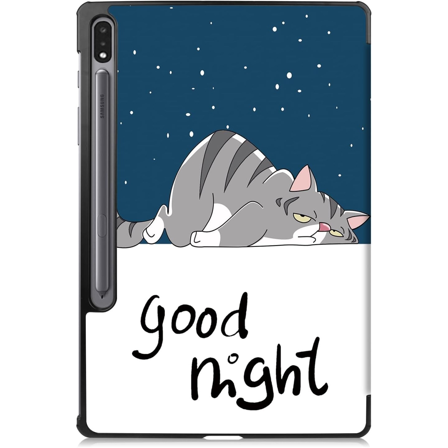 Husa pentru Samsung Galaxy Tab S9 Plus / S9 FE+ 12.4 inch UltraSlim de tip stand, functie sleep/wake-up, Smart Cover, model Good Night, Sigloo