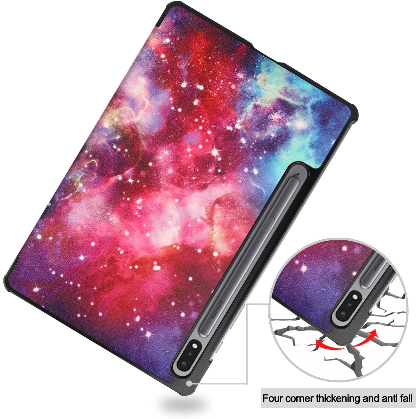 Husa pentru Samsung Galaxy Tab S10 Ultra, S9 Ultra, S8 Ultra, 14.6 inch, Ultra-Light / Slim tip stand, cu functie sleep/wake-up si slot pentru stylus, Smart Cover, model Galaxy, Sigloo