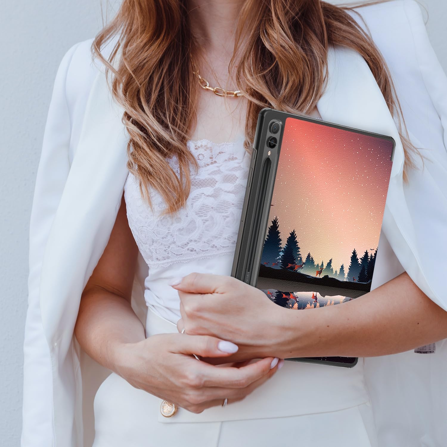 Husa pentru tableta Samsung Galaxy Tab S8(X700/X706) /S7 (T870/T875/T876B), 11inch, 2020-2022, Slim, Smart Cover, Trifold, Sigloo, model Mirrored in the Lake