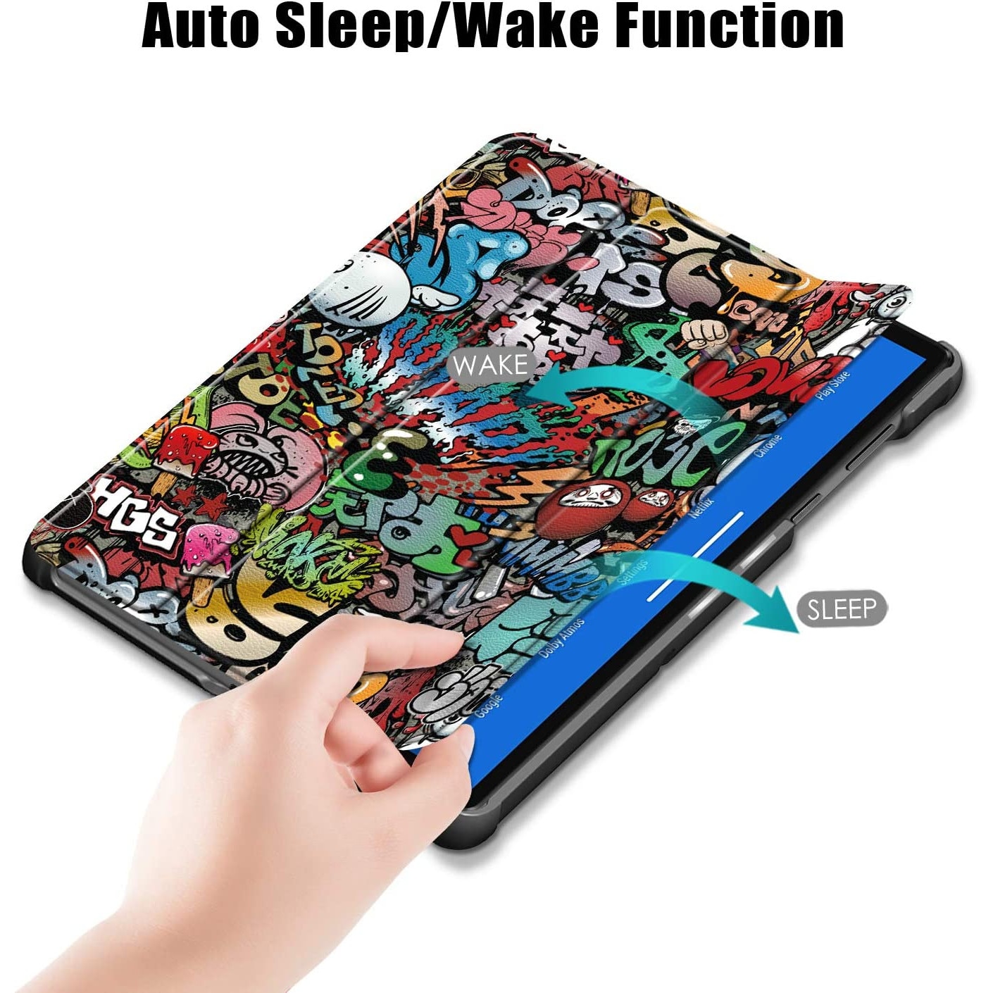 Husa Slim Sigloo, Smart Cover, Trifold, pentru tableta Tableta Lenovo Tab M8 HD (4th Gen), 8 inch, Graffity