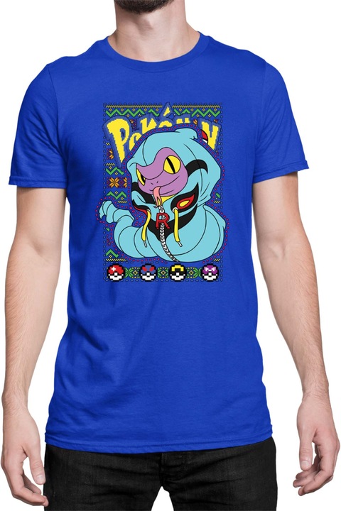 Férfi póló Japan Manga Anime Comics Tralala Pokemon Ekans 01, Kék