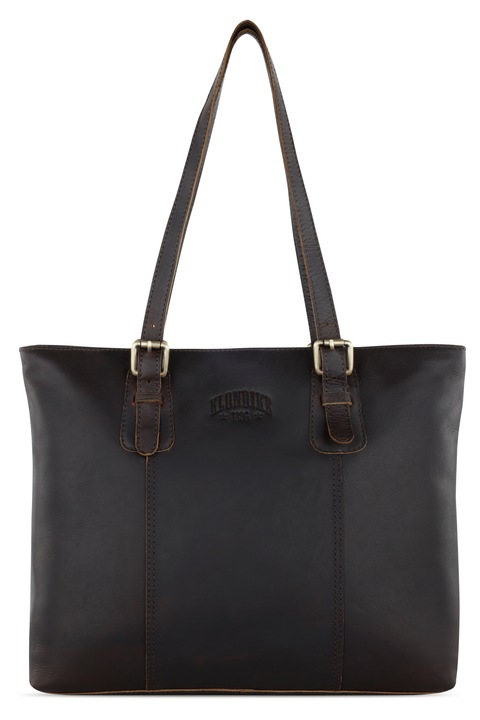 Női válltáska, KLONDIKE, Rush Lily sorozat, KD1315, 42,5 x 13 x 29 cm, natúr bőr, barna