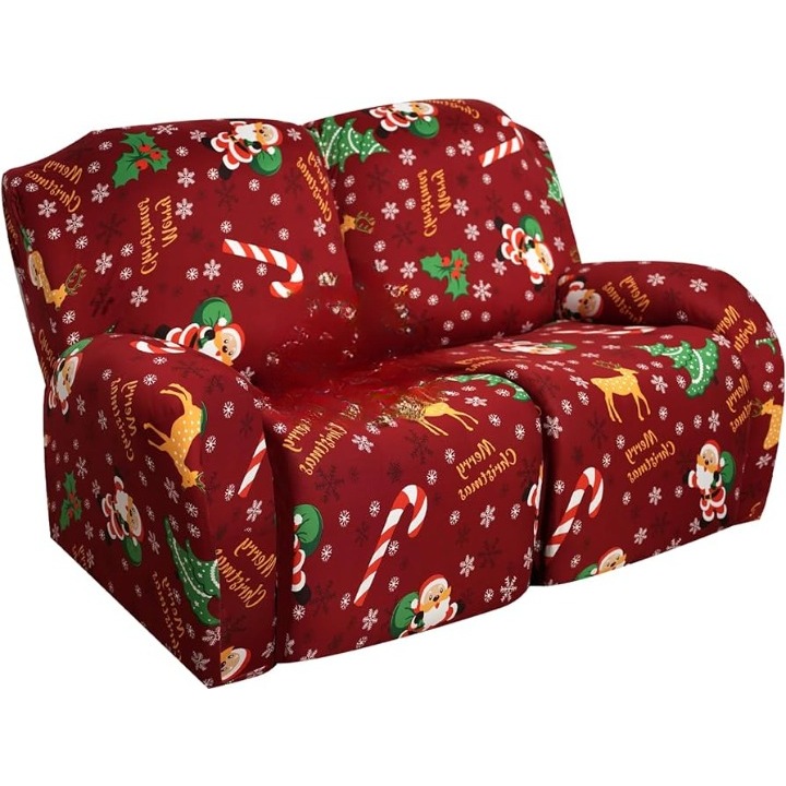 Калъф за фотьойл с наклон, Jaotto, Коледен модел, 2 места, Многоцветен