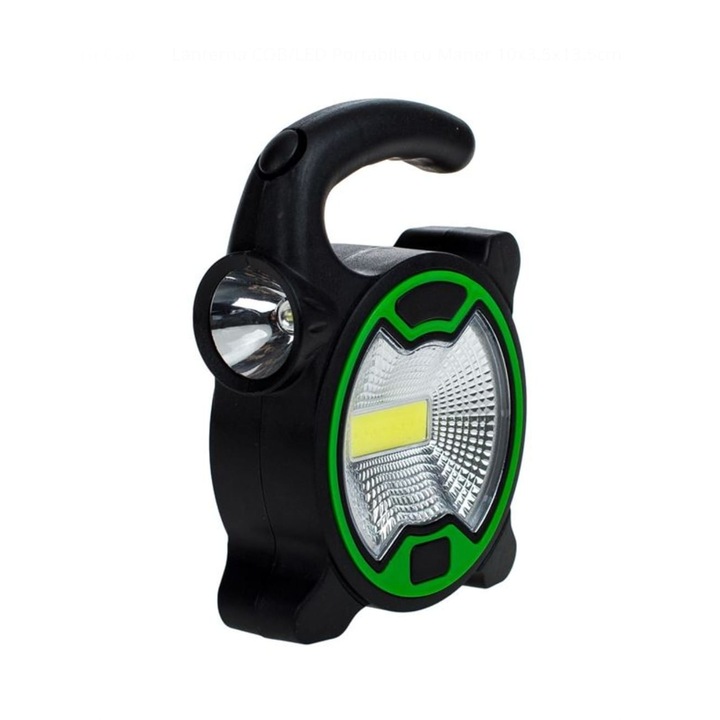 Hordozható COB/LED zseblámpa fogantyúval 10x3,5x13,5 cm