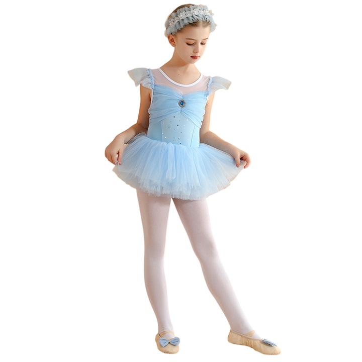 WOCANIUB Балетна рокля на принцеса Елза, пола с волани, синьо, Син