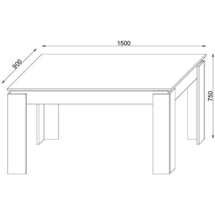 Masa dining Asaro Vike, 150x90x75 cm, culoare alb