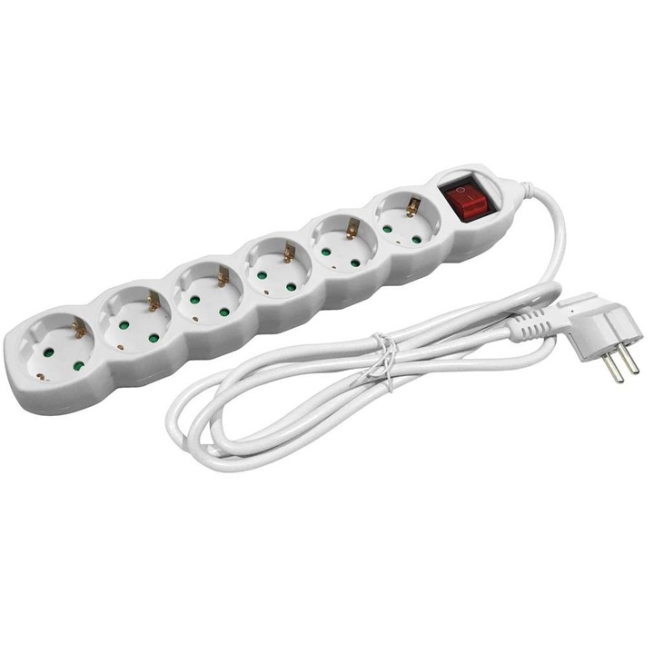 Удължител 6 гнезда с ключ 5м 3G1.5 S1 PTC