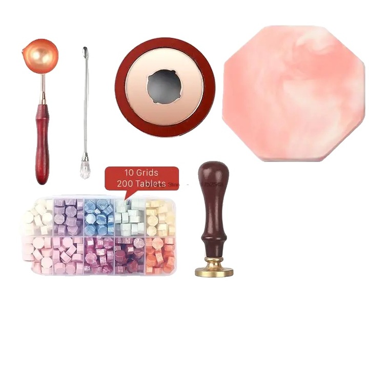 Set de Sigilare cu Ceara, 7 piese, multicolor, octogonal