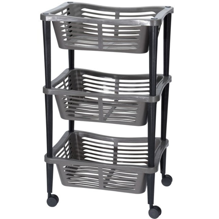 Carucior universal cu roti TROLLEY pentru baie, - 3 niveluri - maro inchis