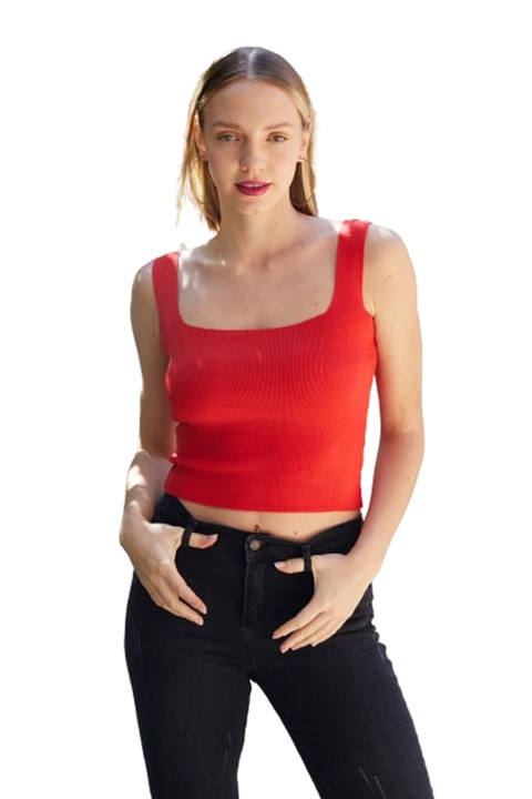 Crop top felso noknek, Piros, One Size