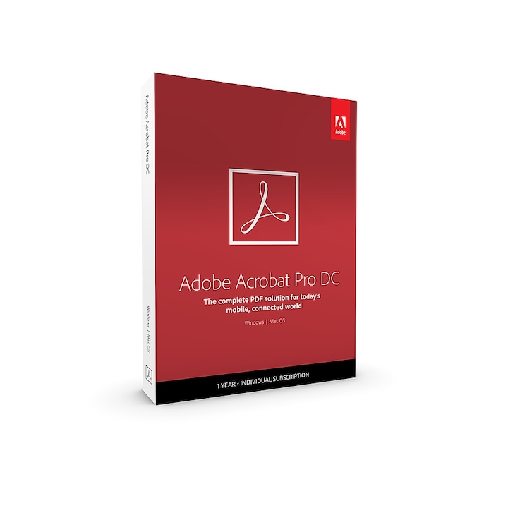 Licenta Adobe Acrobat Pro DC, 1 An, 1 User, 2 dispozitive, PC/Mac, All languages